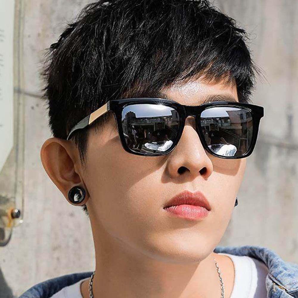 Kính Mát Gọng Vuông Màu Xanh Dương Đen Phong Cách Punk Hip Hop Hàn Quốc Thời Trang Cho Nam