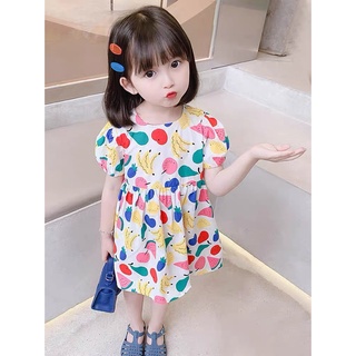 Váy hoa quả chất liệu thô hàn mềm mịn xin mát cho bé gái