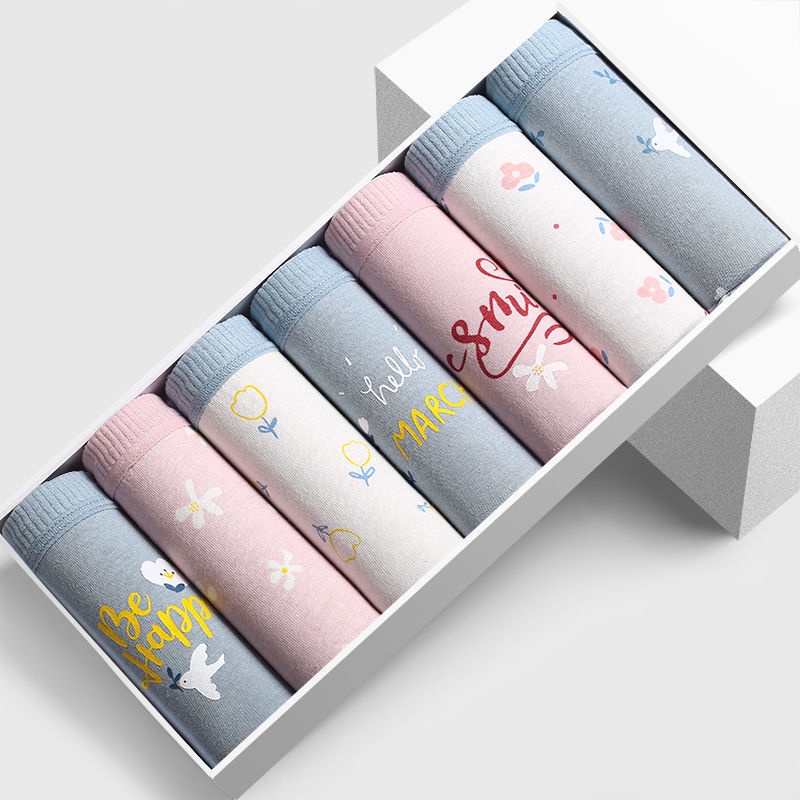 Set 7 Quần Lót Cotton Lưng Vừa Thoáng Khí Kháng Khuẩn Thoải Mái Cho Nữ