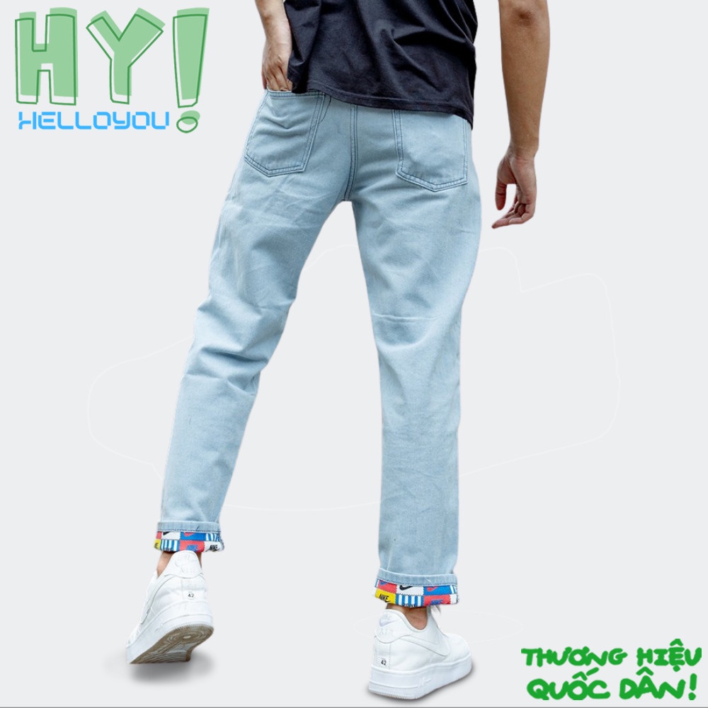 Quần Jean Baggy nam in thêu họa tiết logo quan CỜ hàng HOT có duy nhất tại HELLOYOU