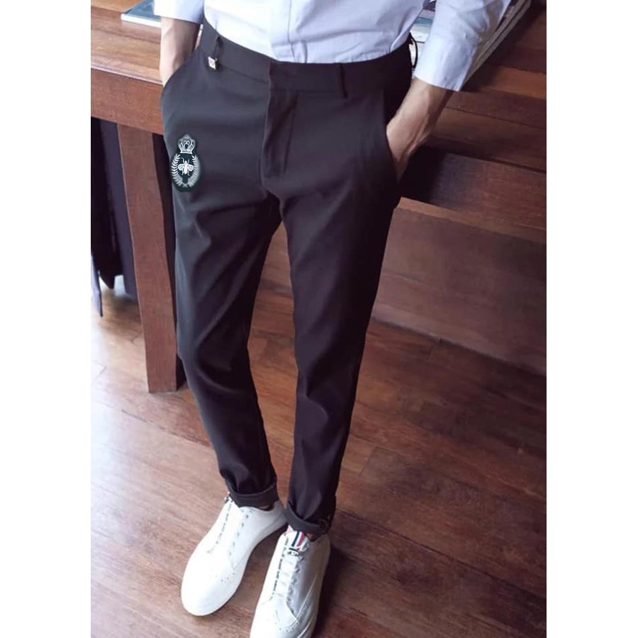 Quần Tây Nam Đen Thêu Họa Tiết Ong