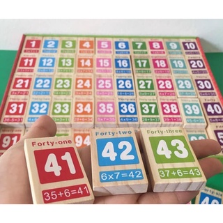 Bộ đồ chơi domino 100 quân gỗ cho bé học đếm số hàng đẹp
