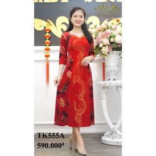 Thời trang trung niên -  Đầm quý bà cao cấp - Ladyshop - Đầm nhung hoa bồ công anh phối đá TK555