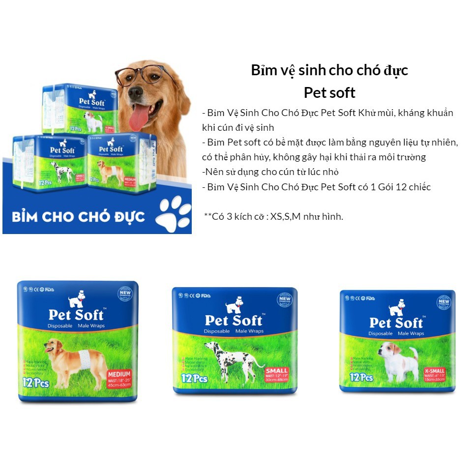 Bỉm Quần Cho Chó Pet Soft size Xxs từ: 18 - 30cm/ 1-3kg