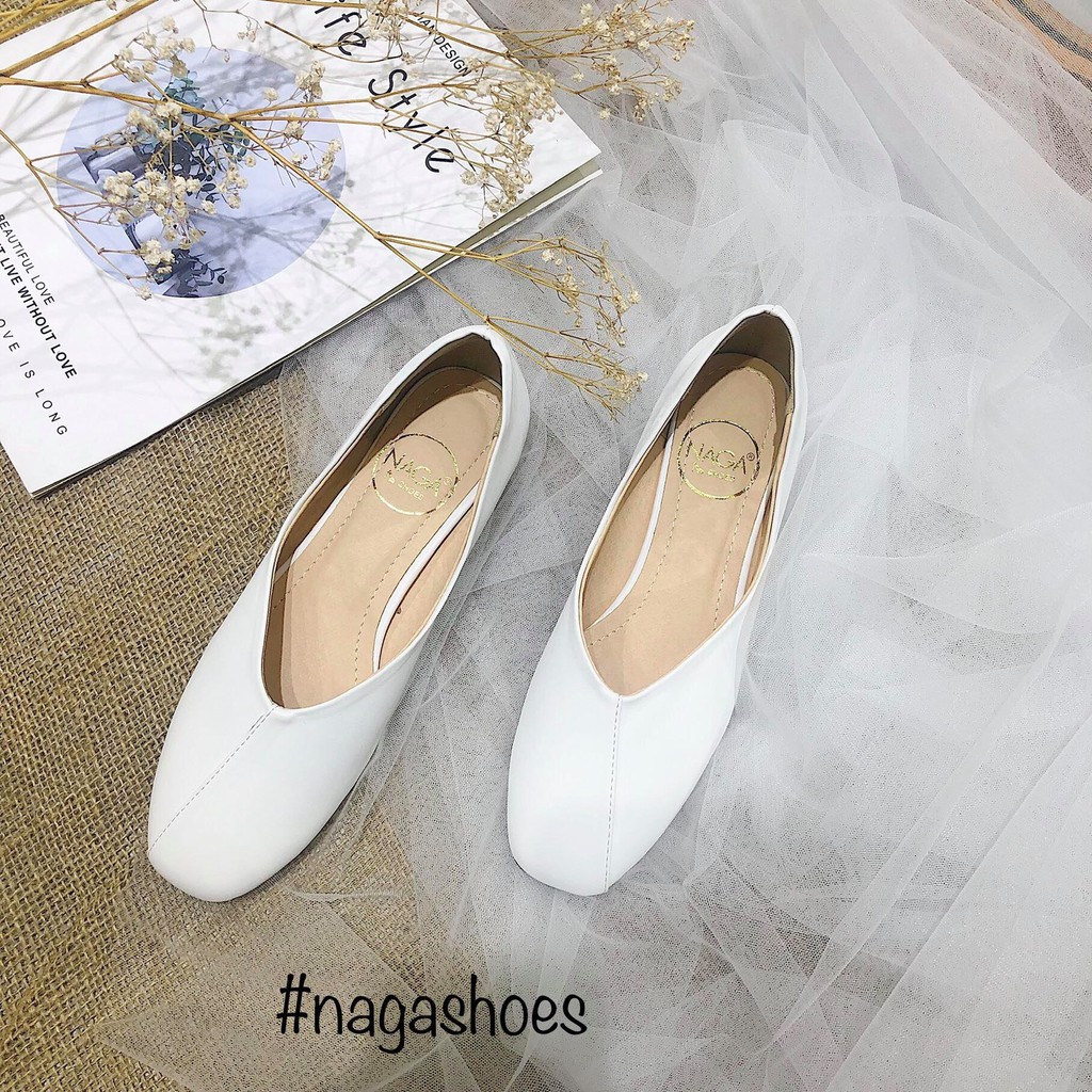 GIÀY BÚP BÊ NAGASHOES 2P MŨI VUÔNG PHỐI CHỈ NAB39