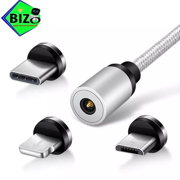 (CAO CẤP) Dây cáp sạc từ, hít nam châm chân lightning, micro, usb type C