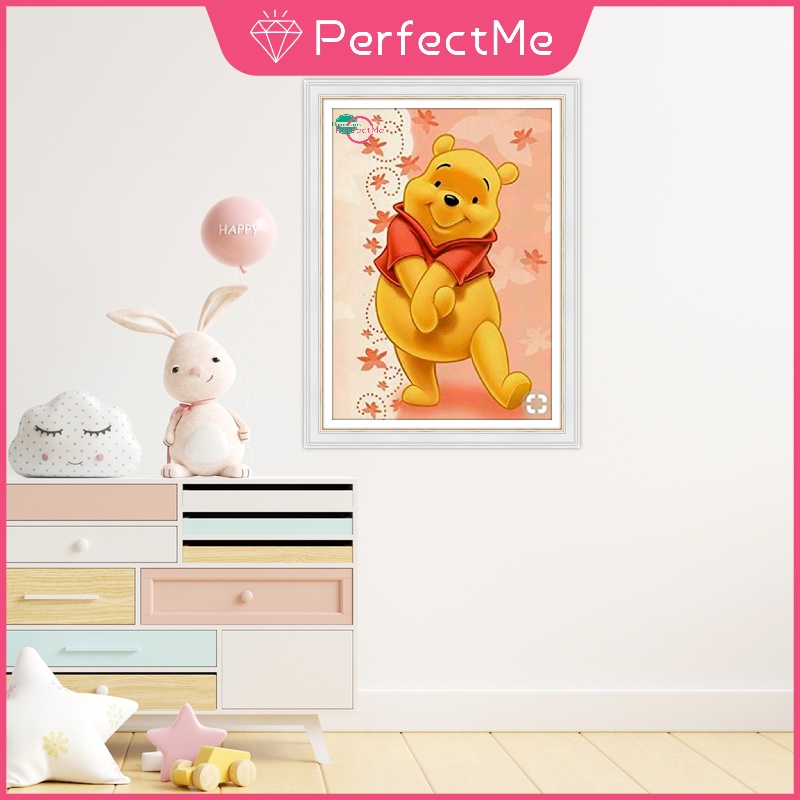 Bộ tranh đính đá 5D tự làm hình Winnie the Pooh kích thước 30x40cm độc đáo