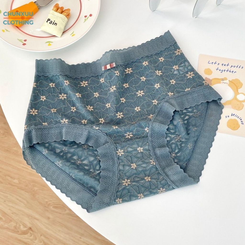 Quần lót nữ họa tiết hoa nhí phối ren viền Chunxuu, chất liệu ren gấm cao cấp - QC60