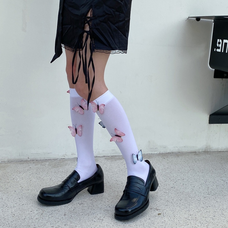 XIXI Tất Lưới Màu Trơn Họa Tiết Bướm Phong Cách Lolita Thời Trang Cho Nữ Màu Sắc