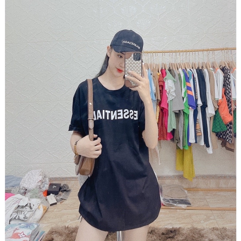 [Freeship Áo Phông Nữ Freesize GIấu Quần ESSENTIALS Basic Cotton Thoáng Mát