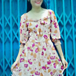Đầm hoa chân nhún bèo 95k