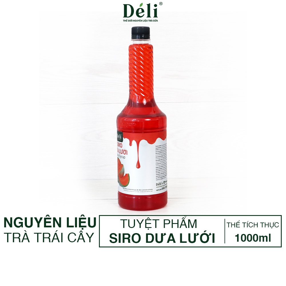 Siro Dưa lưới cao cấp Deli [chứa 65% THỊT QUẢ THẬT] Vị thanh tự nhiên (Chai nhựa 1LÍT) Nguyên liệu pha chế trà sữa