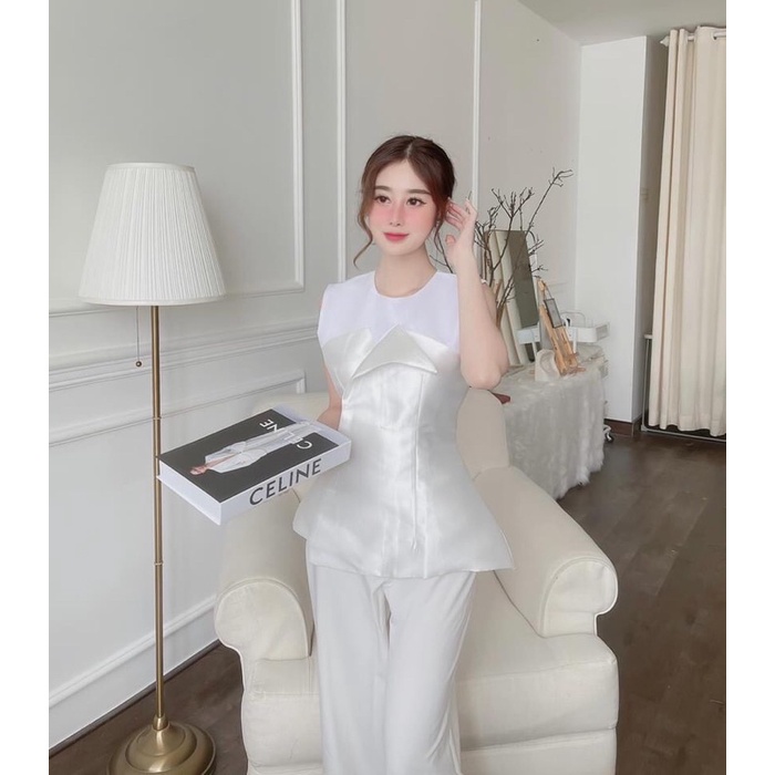 Áo kiểu thời trang áo đi làm đi tiệc cách điệu 2 màu đen, trắng zizi clothes