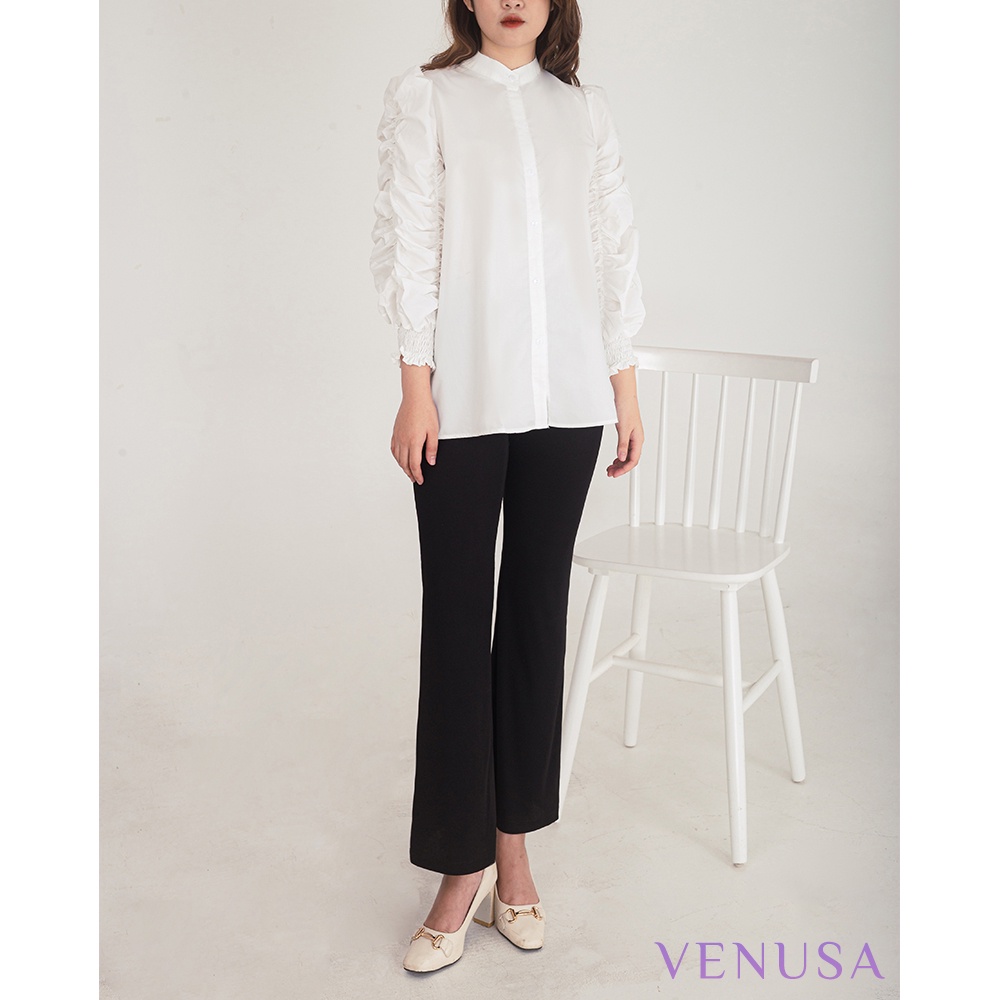Quần Loe Nhẹ Thun Tăm Cạp Cao Công Sở VENUSA Q001