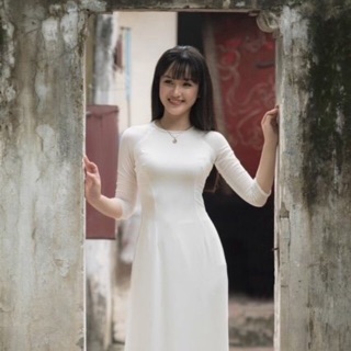 Set áo dài 2 tà kèm quần đồng chất lụa tằm