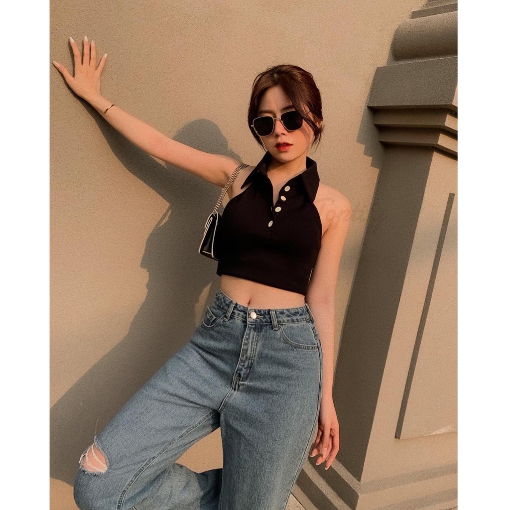 Áo croptop POLO BUTTONTOP [FREESHIP TOÀN QUỐC] | BigBuy360 - bigbuy360.vn