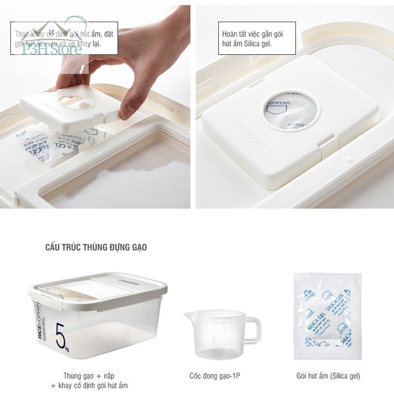Thùng Đựng Gạo 5Kg Lock&amp;Lock Rice&amp;Grain HPL560