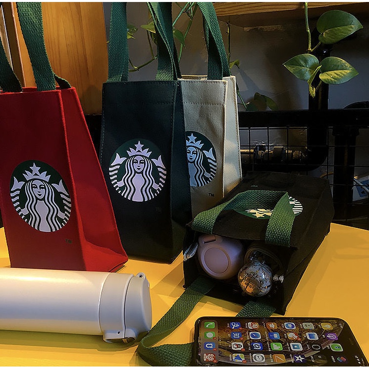 Starbucks Vải Chai Túi | Xô Tote Túi | Starbucks Chai Nước Túi