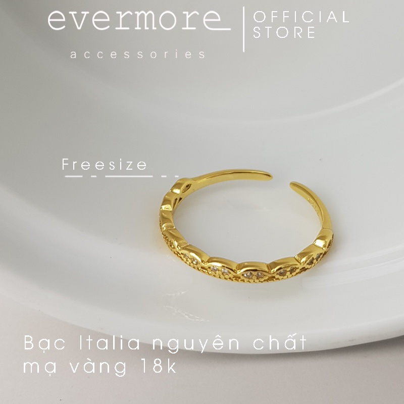 Nhẫn bạc nữ thần Venus, nhẫn bạc vành đá mạ vàng 18K EVERMORE thanh lịch, minimalism - N023