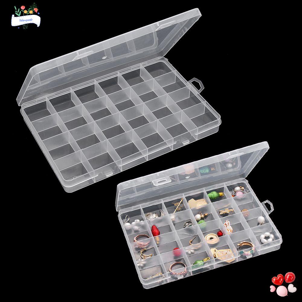 ☆Yola☆ Hộp Nhựa 24 Ngăn Đựng Hạt Làm Móng Tay Nghệ Thuật Ốp
