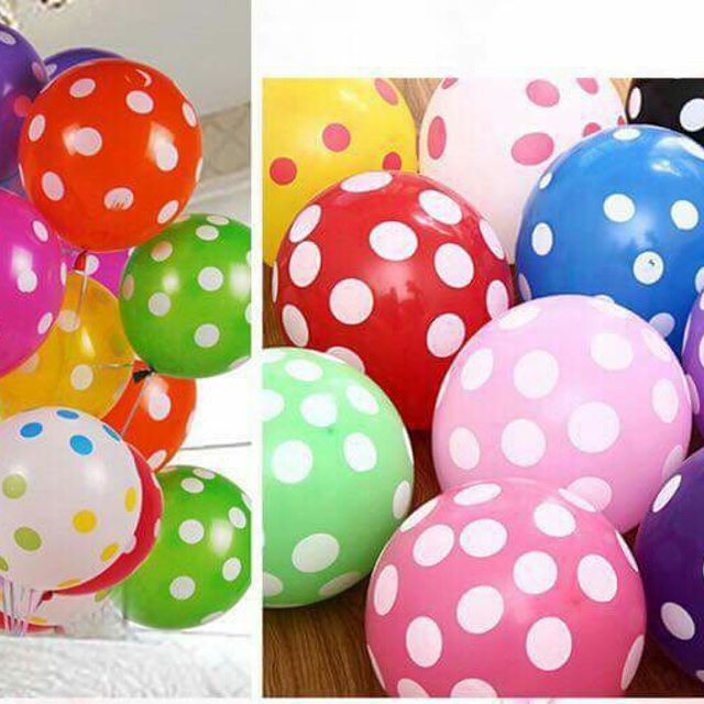Set 10 bóng tròn chấm bi mix màu