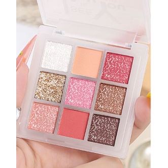 Bảng Phấn Mắt nhũ Lameila 9 Màu chống nước lâu trôi phấn