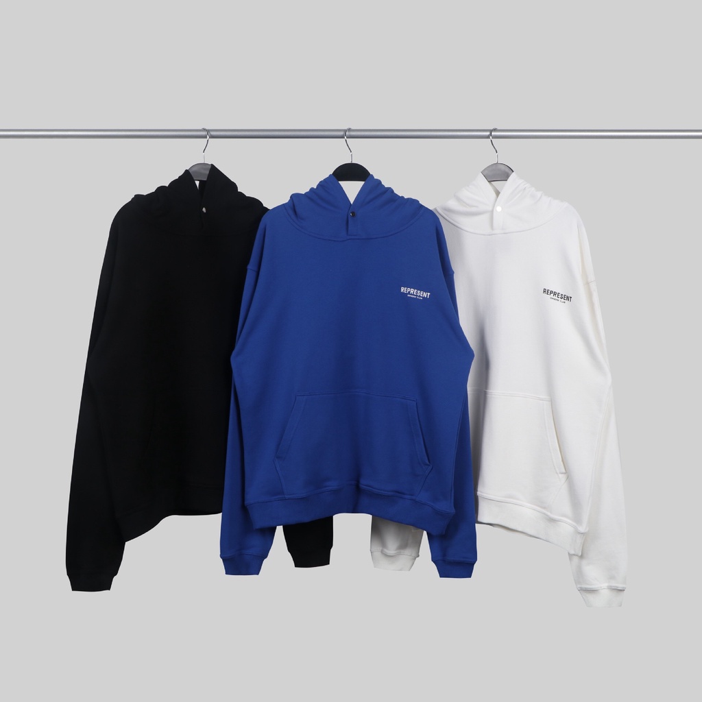 Áo hoodie nam nữ form rộng 2N Unisex nỉ bông in chữ Represent màu xanh/đen/be
