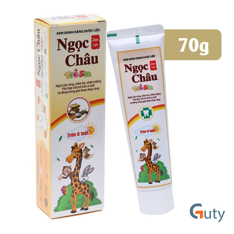 Kem đánh răng dược liệu Ngọc Châu trẻ em trên 6 tuổi 70g ngừa viêm lợi, ngăn vi khuẩn gây sâu răng, an toàn cho bé