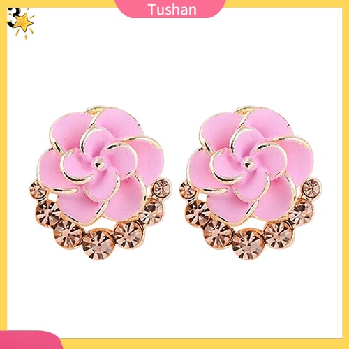 Khuyên tai hình bông hoa đính đá hợp thời trang cho nữ