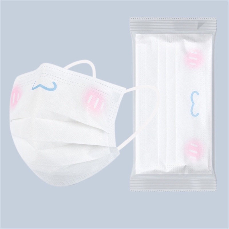 Khẩu trang in hình Mũi Heo,thỏ,mèo dễ thương túi riêng