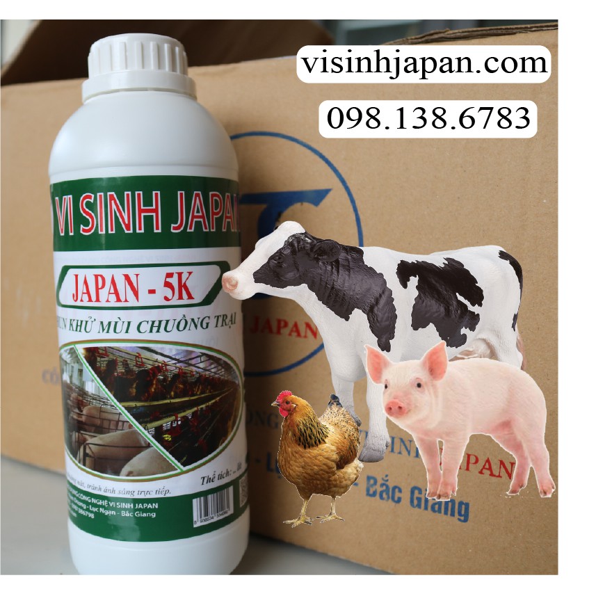 JAPAN-5K | chế phẩm men sinh học phun khử mùi hôi, tạo đệm sinh học chuồng trại chăn nuôi, trâu, bò, lợn, gà.......