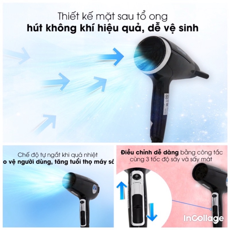 Máy sấy tóc Bluestone HDB-1846 công suất 2100W tự động ngắt khi quá nhiệt