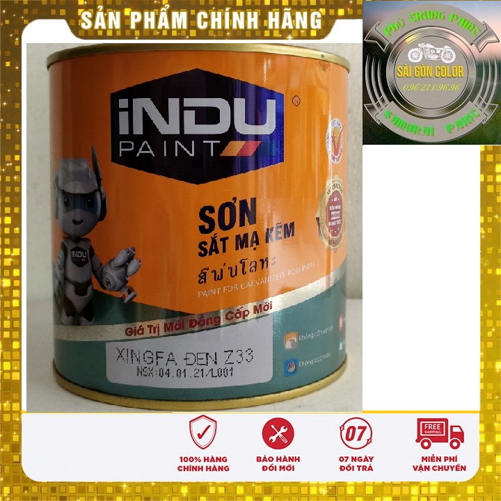 SƠN SẮT MẠ KẼM INDU MÀU XINGFA ĐEN LON 800ML