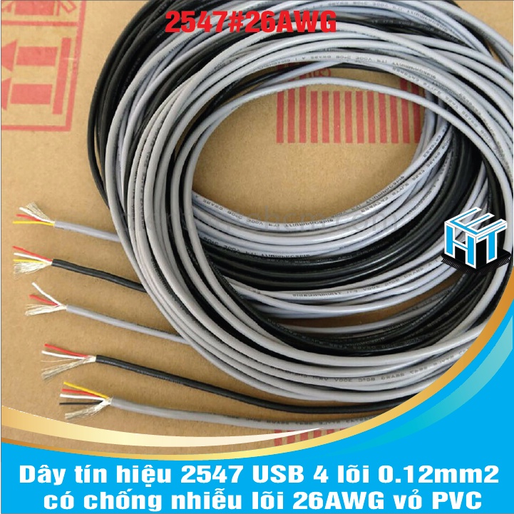 1 MÉT Dây tín hiệu 2547 USB 4 lõi 0.12mm2 có chống nhiễu lõi 26AWG vỏ PVC