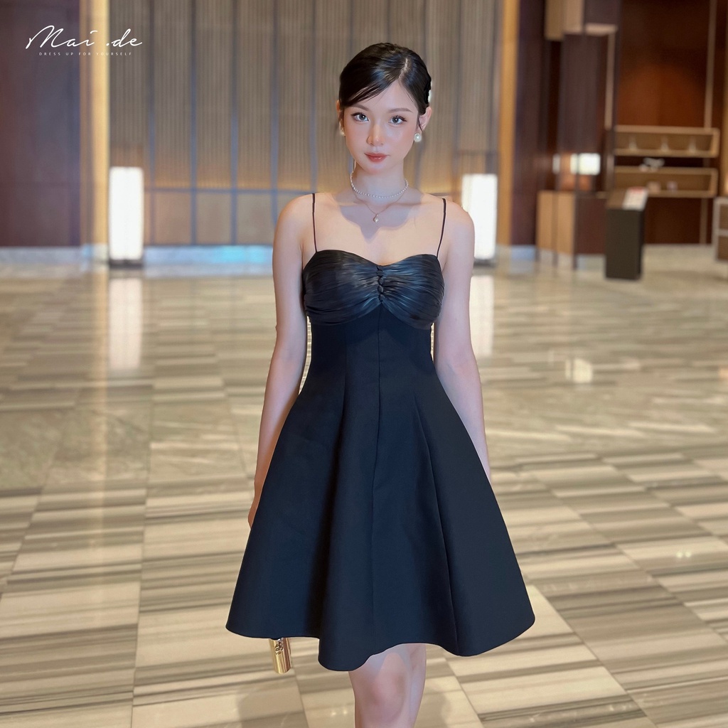 MAIDE Đầm cúp ngực 2 dây tùng xòe tiểu thư thanh lịch CIARA DRESS (Đen)