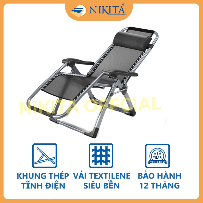 Ghế Xếp Ngủ Thư Giãn Tại Văn Phòng Gia Đình- Ghế Gấp Khung Thép Cao Cấp Không Gỉ Vải Bố Tặng Kèm Khay Ly - Gối