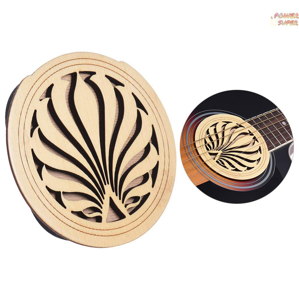 PSUPER Guitar Wooden Soundhole Sound Hole Cover Block Feedback Buffer Spruce Wood for EQ Acoustic Folk Guitars