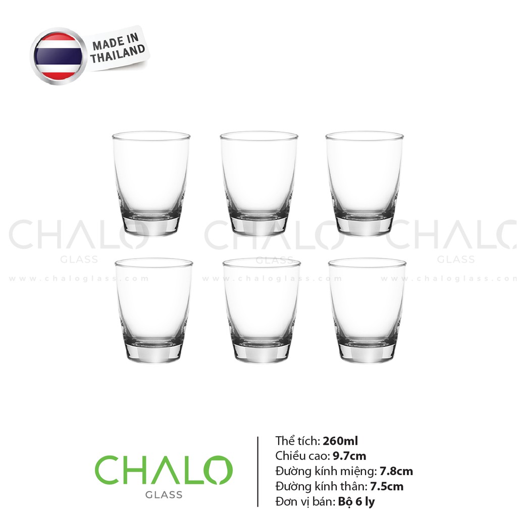 [Made in Thailand] Cốc thủy tinh dáng bầu Union Glass UG338 - 260ml (Bộ 06 cốc)