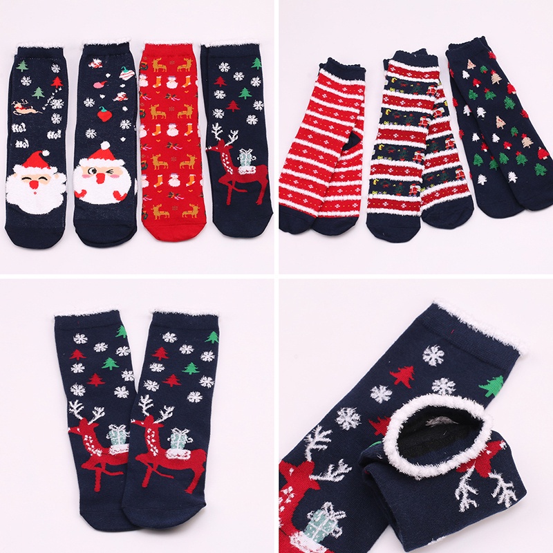 Đôi tất giữ ấm mùa đông in họa tiết giáng sinh dễ thương dành cho nữ