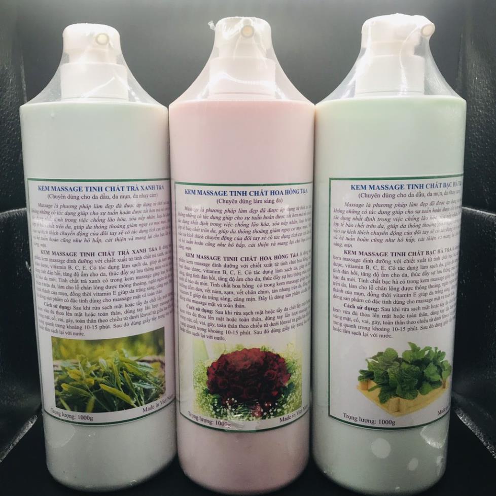 [ 1000ml - CAO CẤP] Kem massage mặt spa trà xanh, bạc hà, hoa hồng, da mụn ,da dầu, trắng da | BigBuy360 - bigbuy360.vn