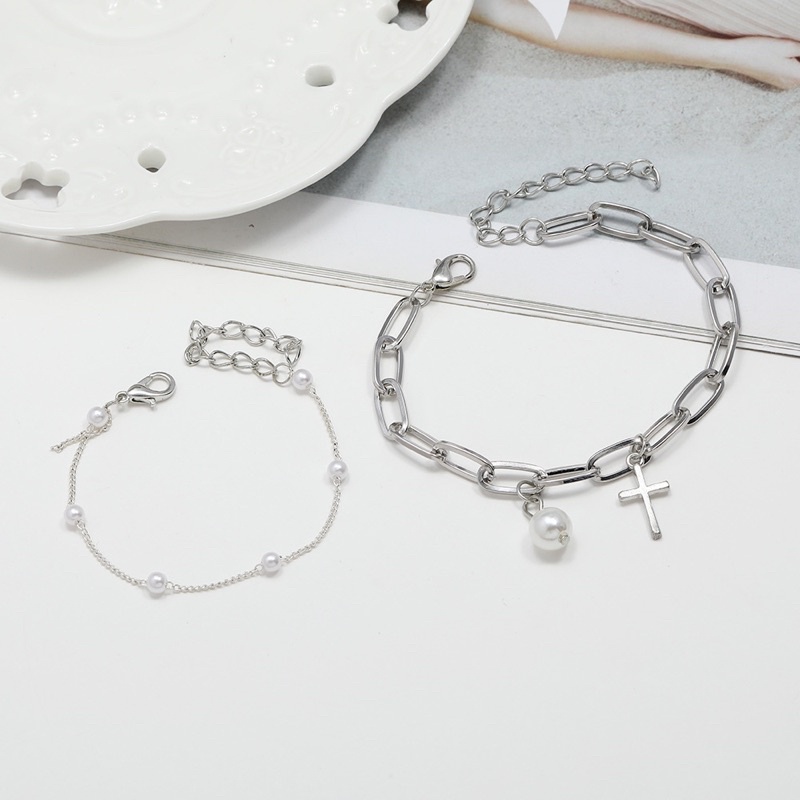 set 2 lắc tay dễ thương combo vòng tay hình thánh giá