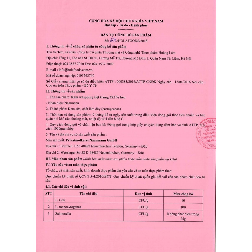 Kem Naarmann 1 lít (Whipping cream Naarmann) | BigBuy360 - bigbuy360.vn