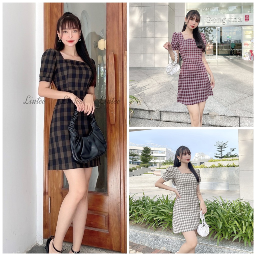 Đầm Caro Form Đẹp, Váy Xinh Caro Tôn Dáng Thời Trang Nữ Lintee