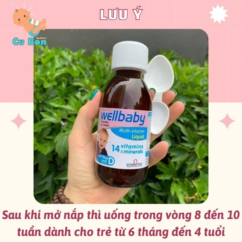 Vitamin cho bé WELLBABY INFANT LIQUID (150ml) từ 6 tháng đến 4 tuổi hay biếng ăn hấp thụ kém chứa vitamin C A B E, Anh