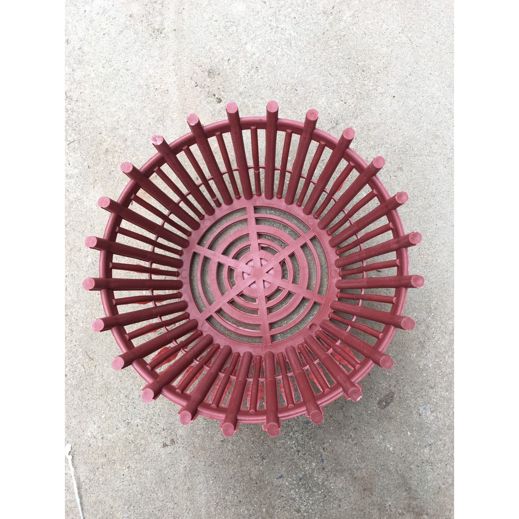 Bộ 10 chậu nhựa giả gỗ treo lan có nan phụ phi 27 và 10 móc kẽm dài 80cm