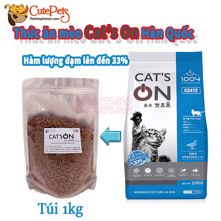 Thức ăn mèo Cats On túi 5kg hạt Hàn Quốc - Siêu thị thú cưng