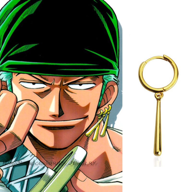 Hoa Tai Bộ 3 Khuyên Tai Vòng Thả S925 One Piece Roronoa Zoro Cho Nam Nữ