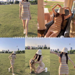 Đầm body sọc dày dặn siêu tôn dáng