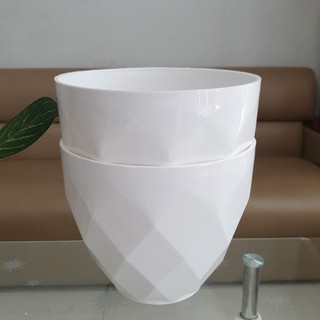 Bộ 2 chậu tròn kim cương trắng cỡ lớn rất dày và đẹp 37x31cm