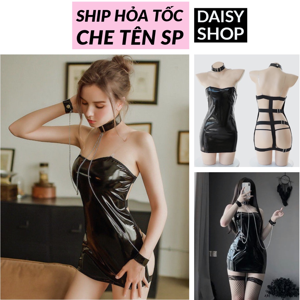 Váy ngủ 2 dây gợi cảm da bóng - cosplay hóa trang miêu nữ sexy hở lưng
